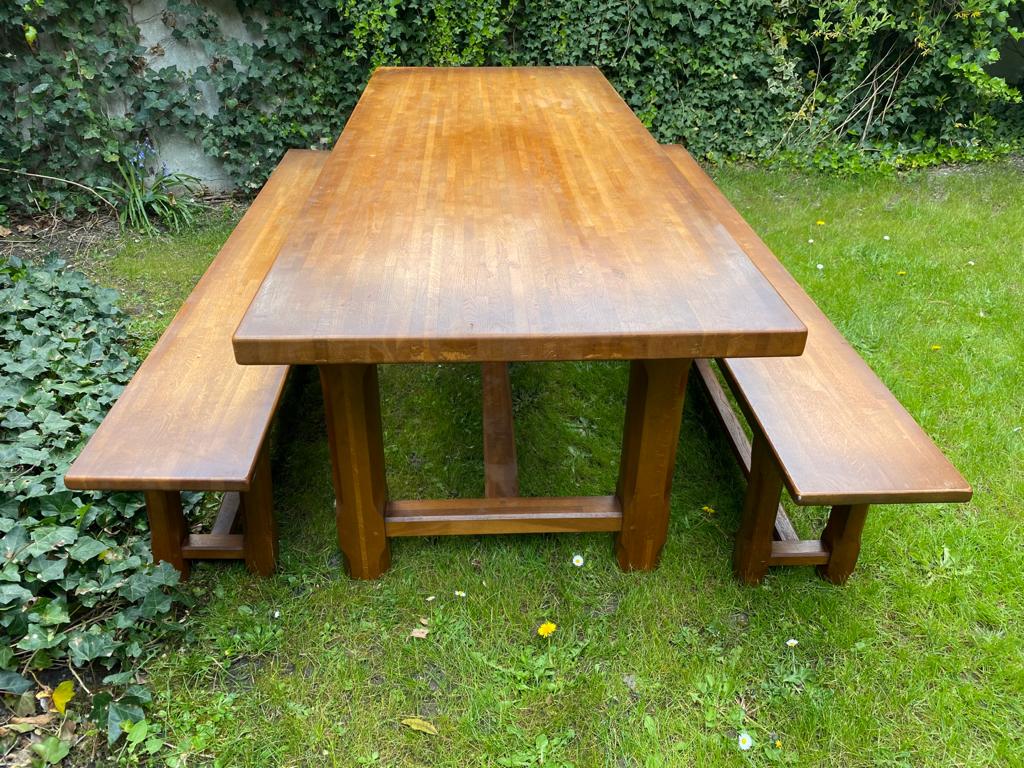 Vintage solid oak bench 220cm