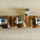 Set of 3 vintage wall lamps in smoked plexiglass, circa 1970's