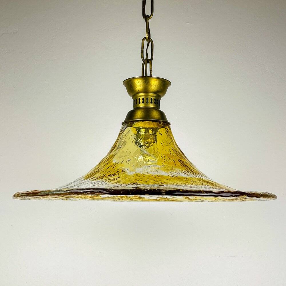 Vintage Murano glass pendant lamp by AV Mazzega, Italy, 1950s.