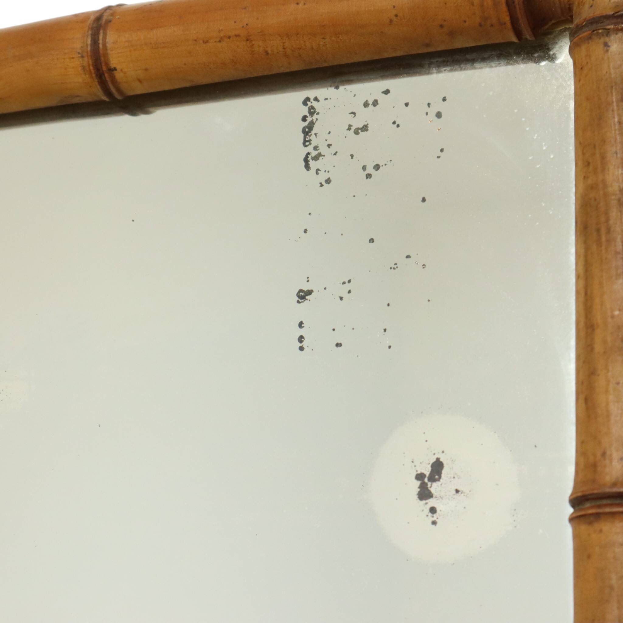 French Wooden Mirror, Faux Bamboo Chinoiserie, 57x47cm