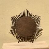 Vintage sun mirror in woven rattan diameter 45 cm retro decoration