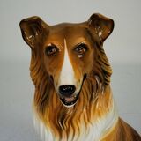 Large Italian Ceramic Sitting Collie Dog Sculpture, 1970s