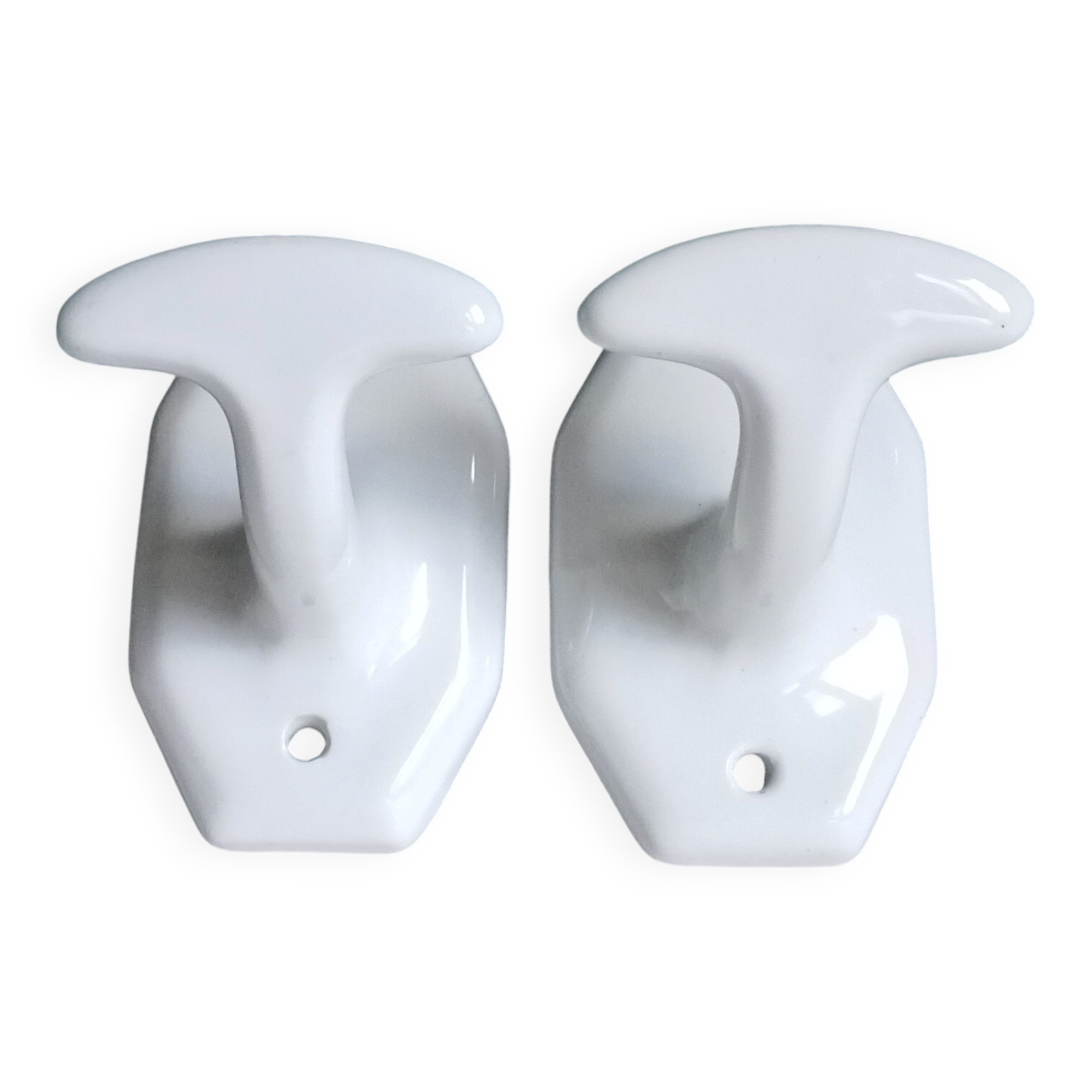 2 enamelled porcelain coat hooks from the 1930s