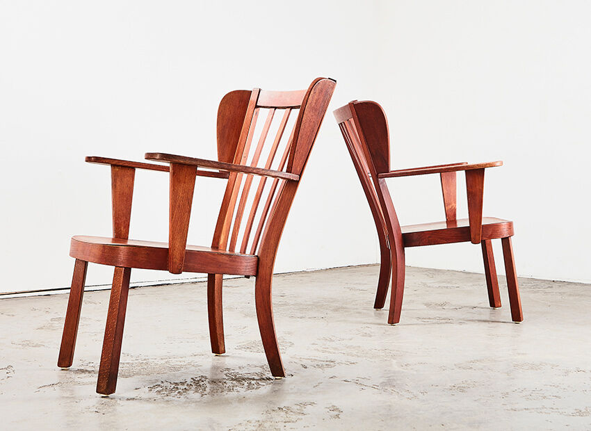 Christian E. Hansen pair of Canada easy chairs for Fritz Hansen Denmark 1940