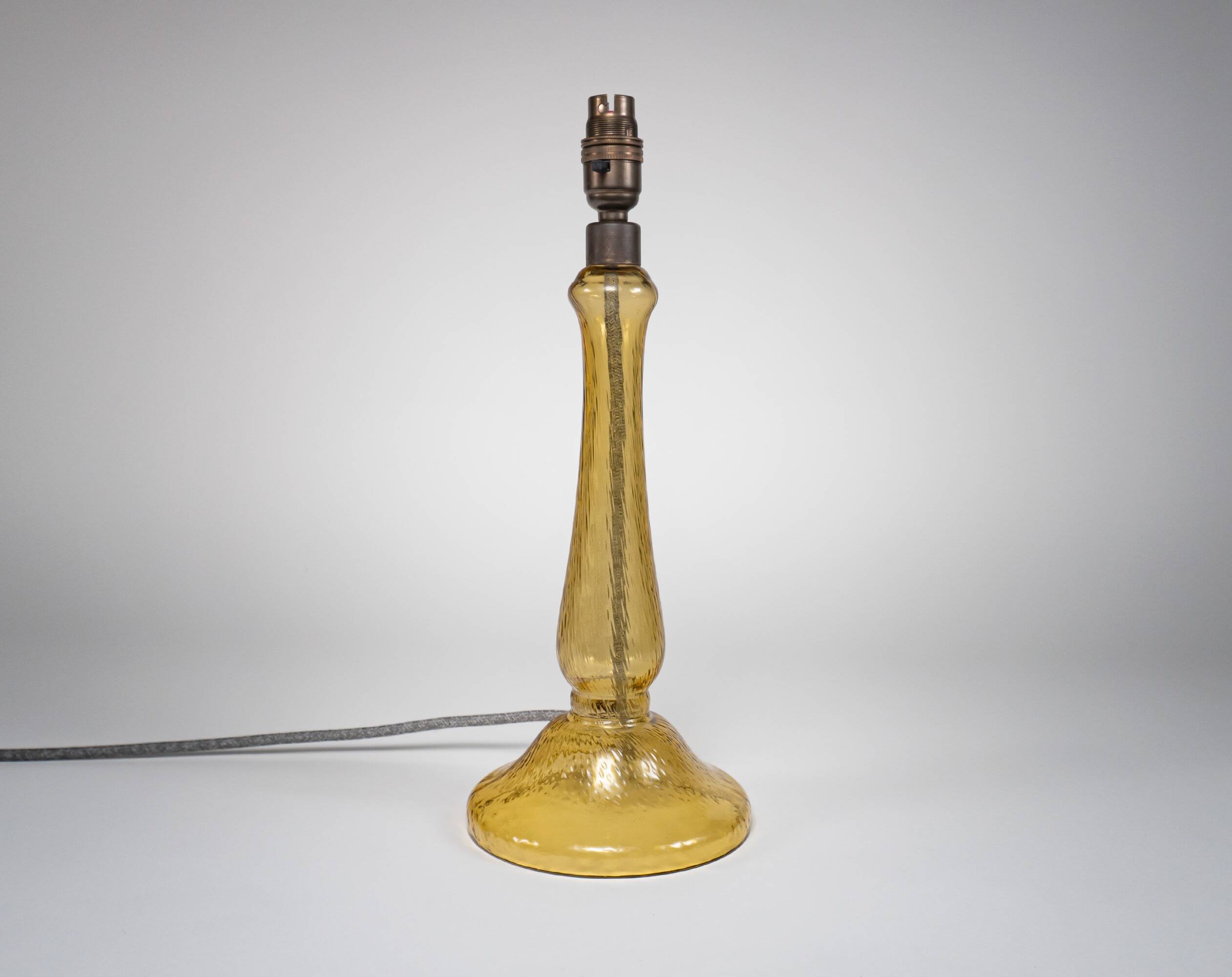 1950s Italian Amber Dimpled Textured Glass Table Lamp