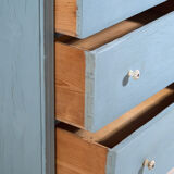Antique painted pine chest of drawers – European rustic blue chest of drawers – circa 1900