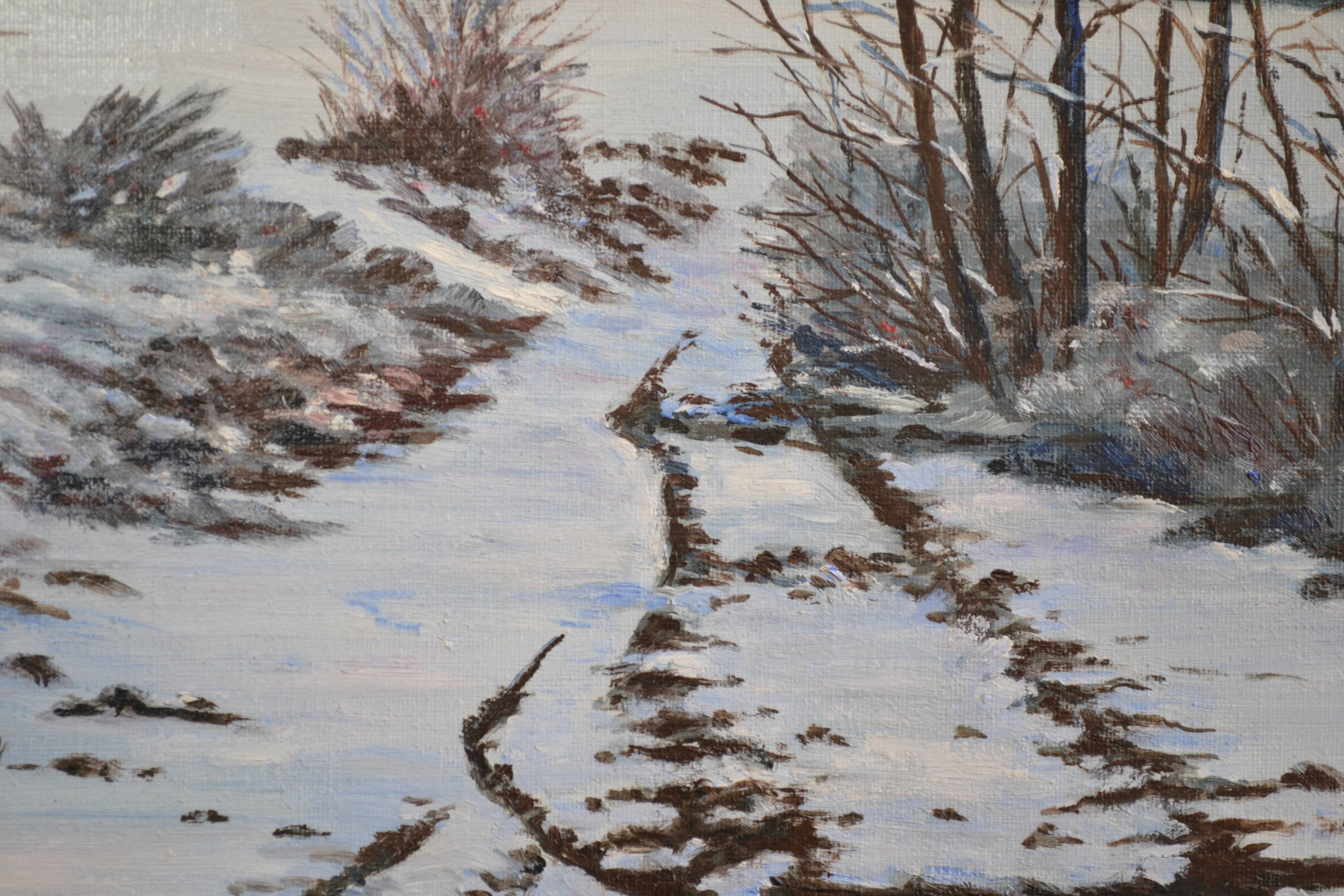 Rateau "Snowy landscape" framed HST painting