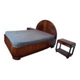 Louis Majorelle Art Nouveau bed + 2 bedside tables