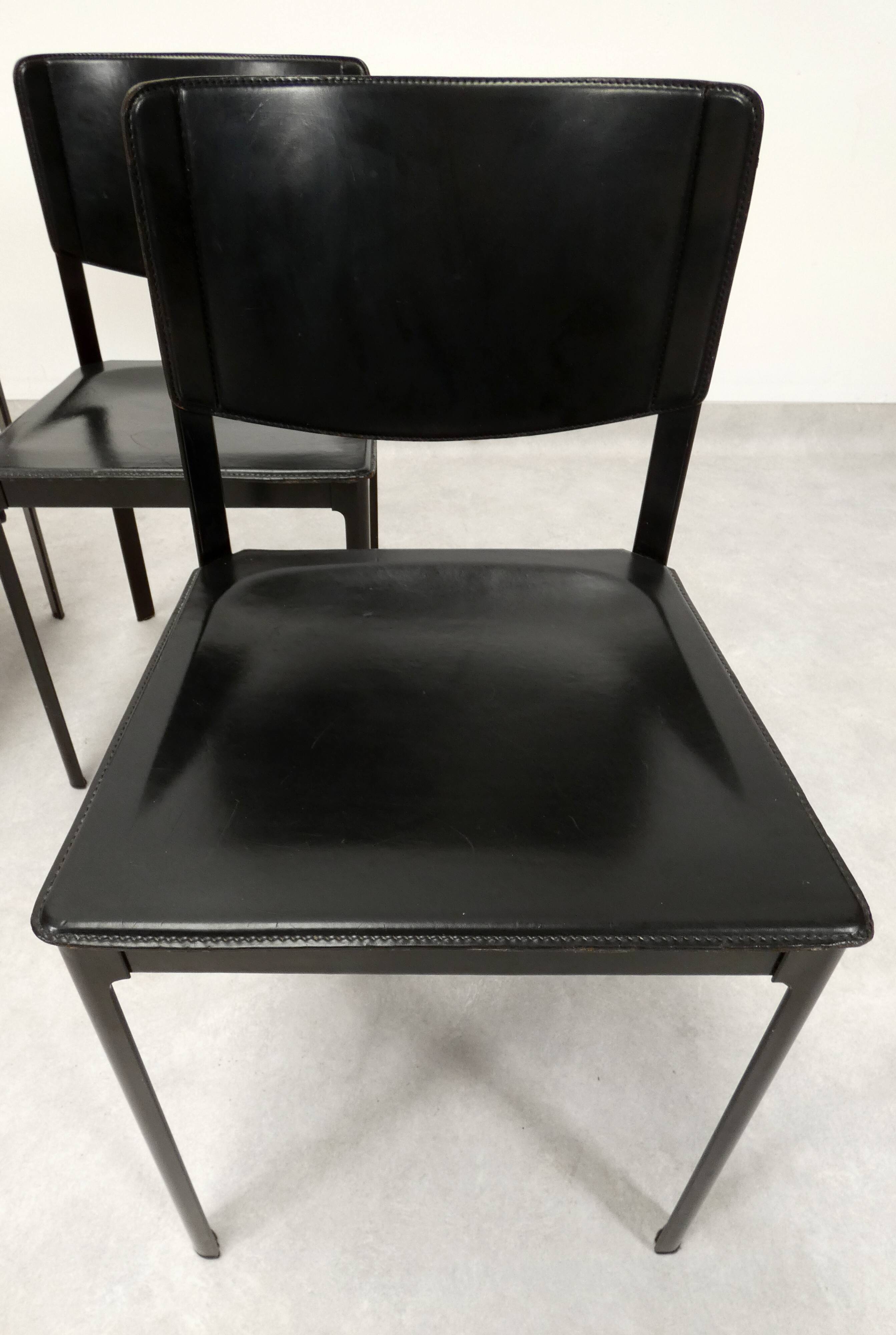 Matteo Grassi black leather dining chairs