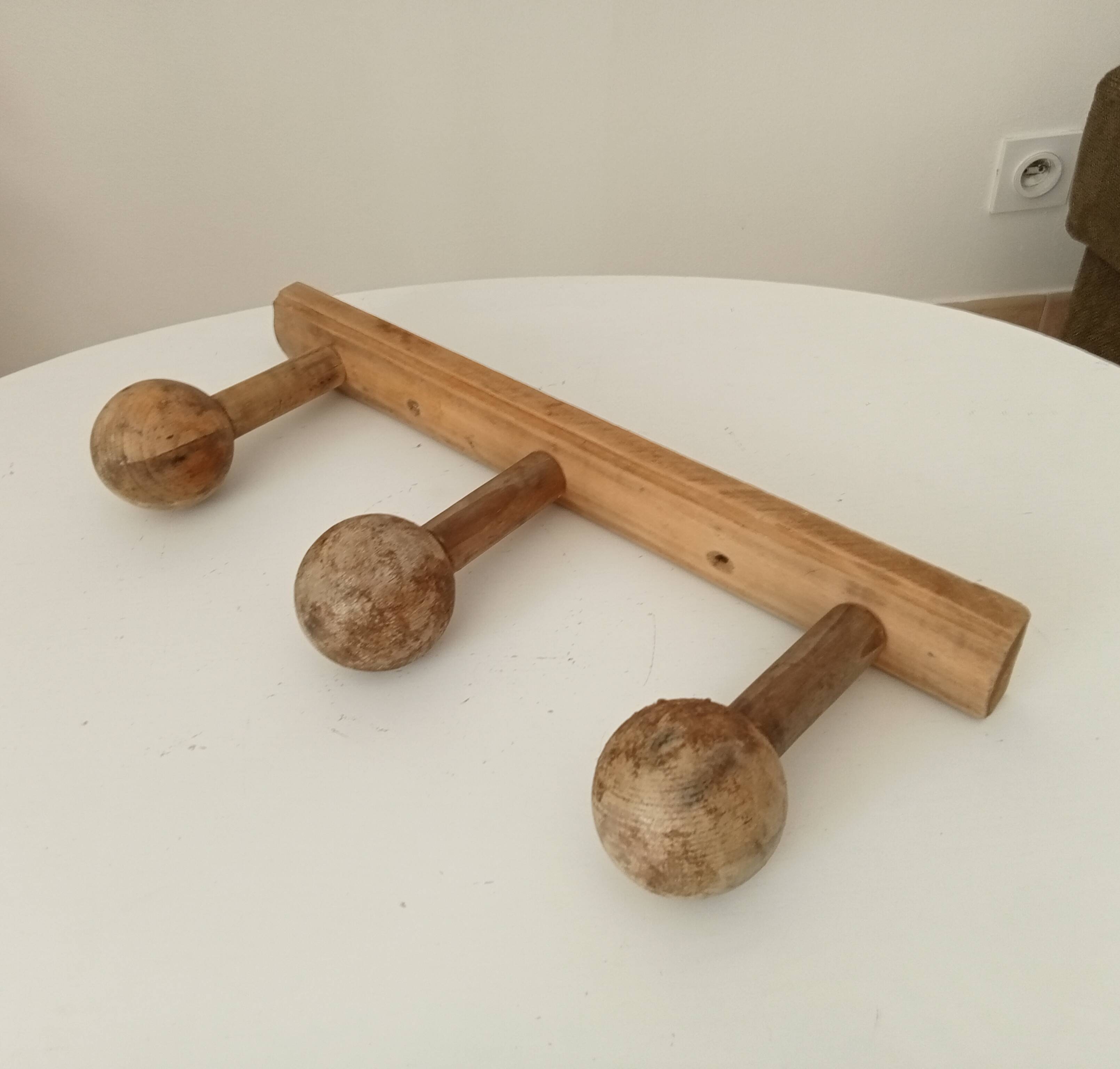 Old folk art wall coat rack