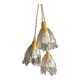 Lustre 3 suspensions verre drappé miel Murano, 1979/80