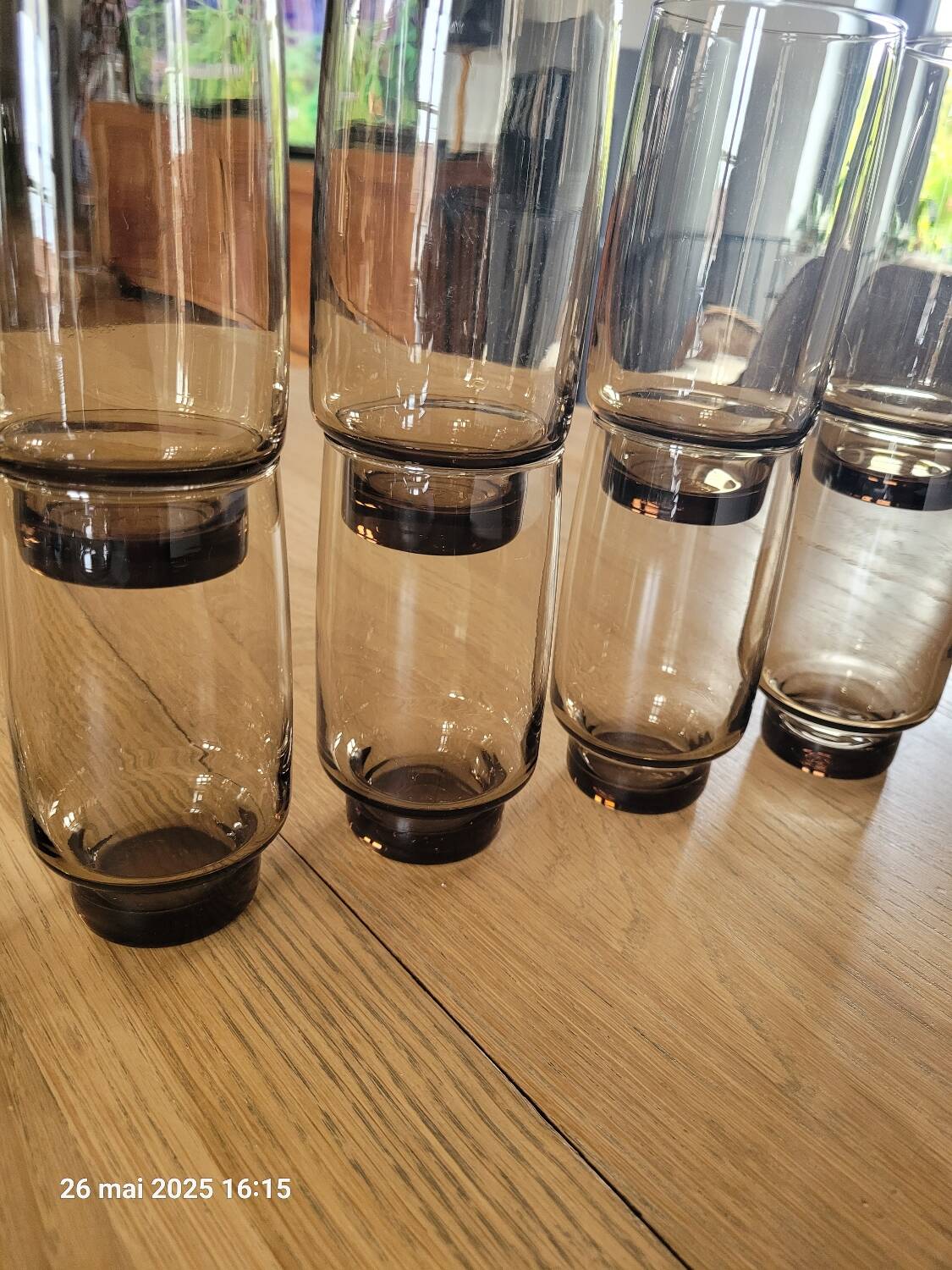 10 verres à eau en verre fumé BP
