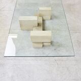 Vintage travertine coffee table Italy , 1970s