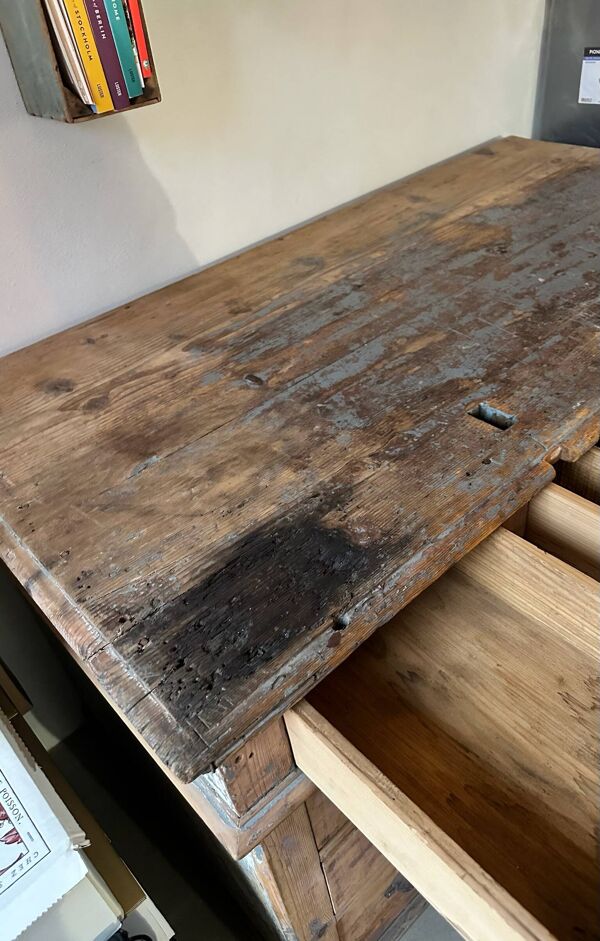 Grand bureau ancien de métier / bureau d’atelier – fin XIXe / début XXe