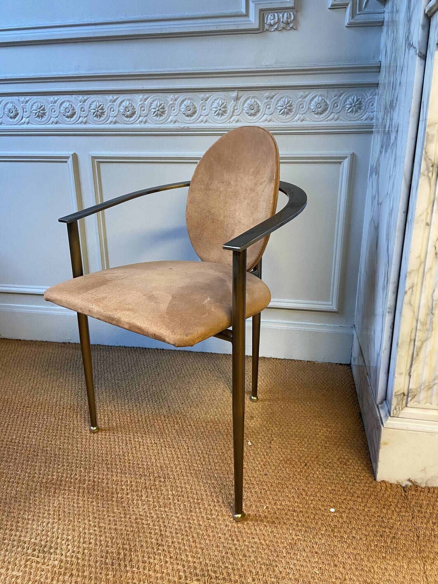 Lot de 6 chaises en métal cuivré et Nubuck de Starck pour Belgo Chrom
