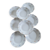 8 12-sided soup plates – floral porcelain with gold edging
