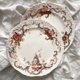 2 polychrome ironstone dinner plates "Wentworth" by Emile Bourgeois