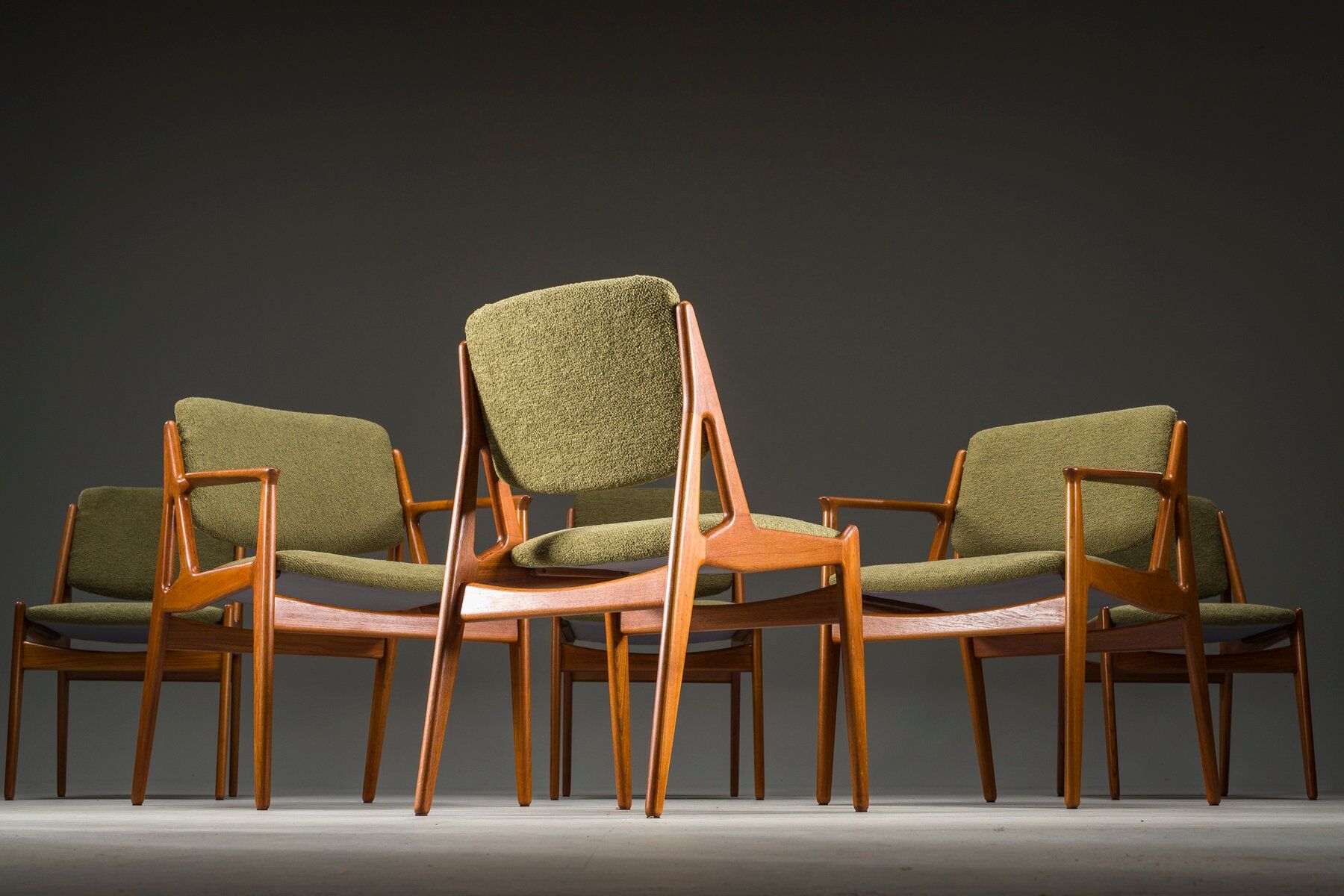 Danish Ella chairs in teak attributed to Arne Vodder for Vamo Sønderborg, 1960s, set of 6