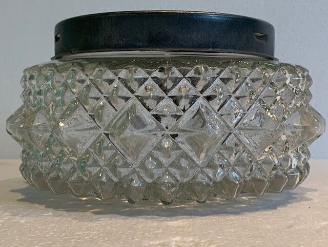 Ceiling lamp window in chiseled glass diamond tip of the 60s-70s
