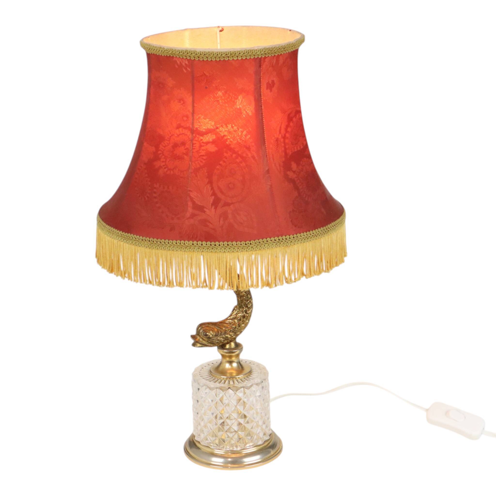 Vintage Brass Table Lamp Mythical Dolphin 45cm