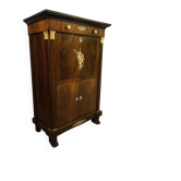 Rare Empire period mahogany secretary with four columns topped with cha.