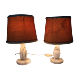 Pair of white marble bedside lamp