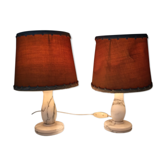 Paire de lampes de chevet en marbre blanc