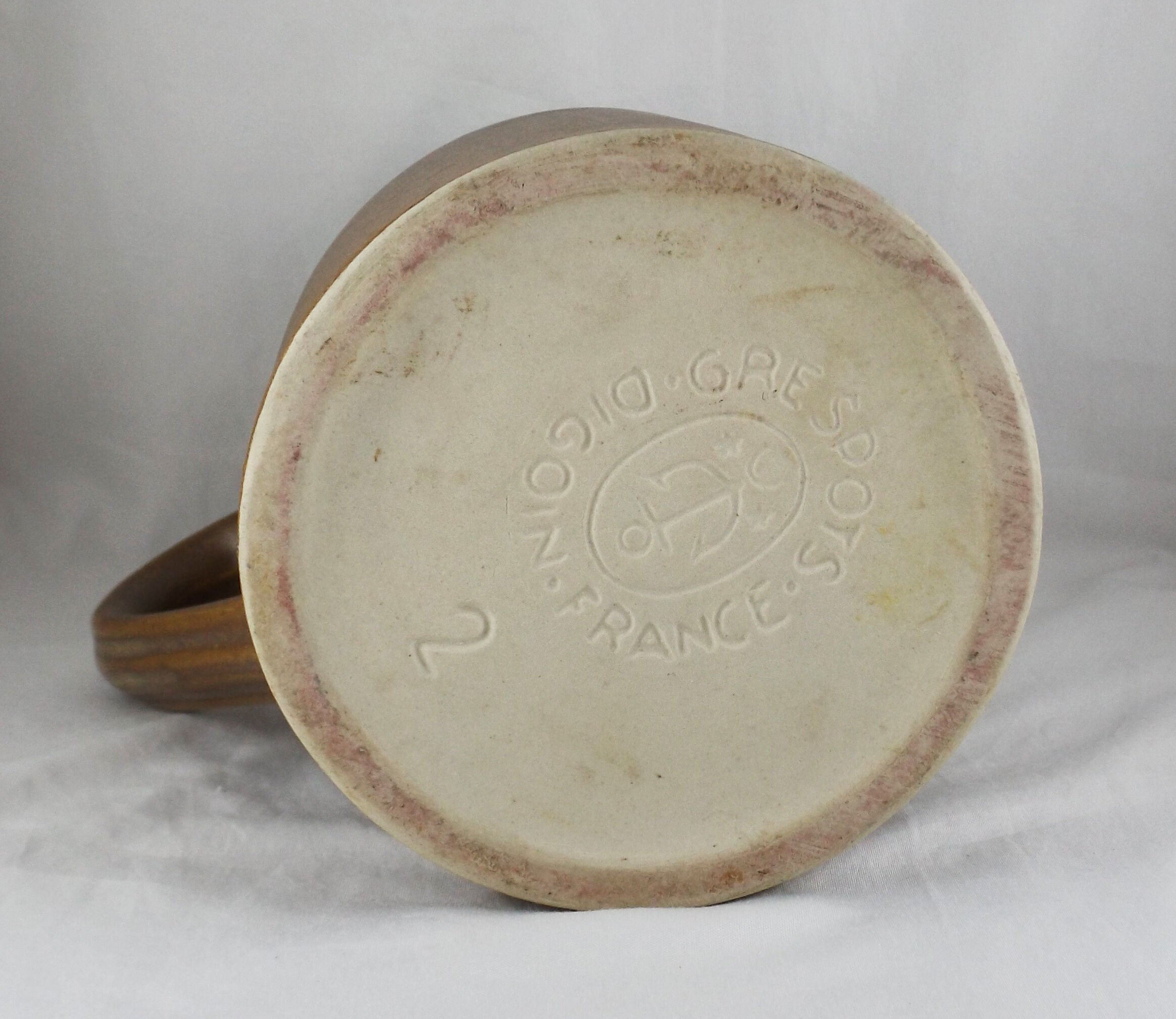 Vintage stoneware pitcher by the Digoin factory, France