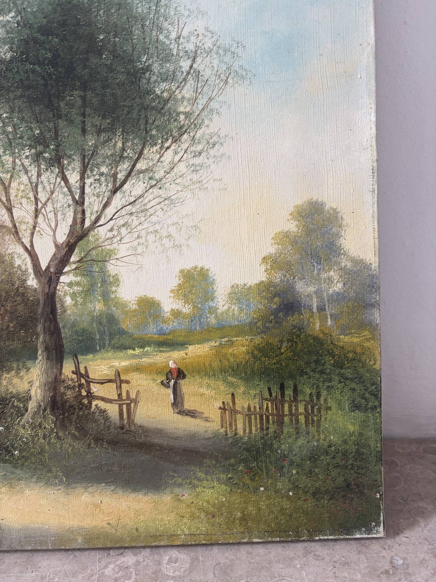 Path under the tall trees, oil on canvas signed