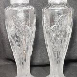 Par de jarrones "Art Nouveau" de cristal tallado. España, 1930s.
