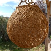 Suspension vintage boule rotin et ficelle