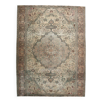 6x8 Madallion Pattern Cream & Salmon Persian Rug, 196x260Cm