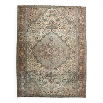 6x8 Madallion Pattern Cream & Salmon Persian Rug, 196x260Cm