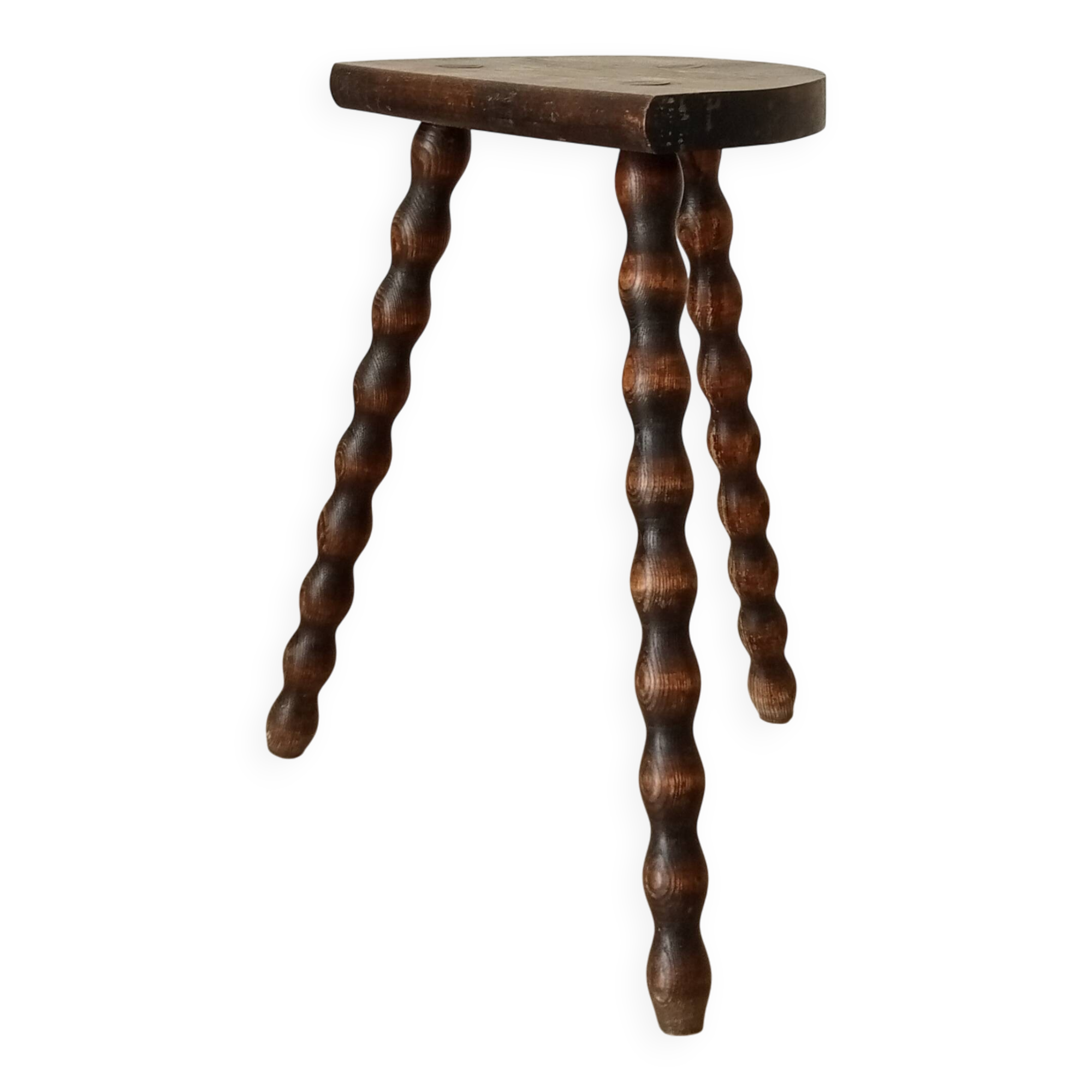 Vintage turned wood tripod stool