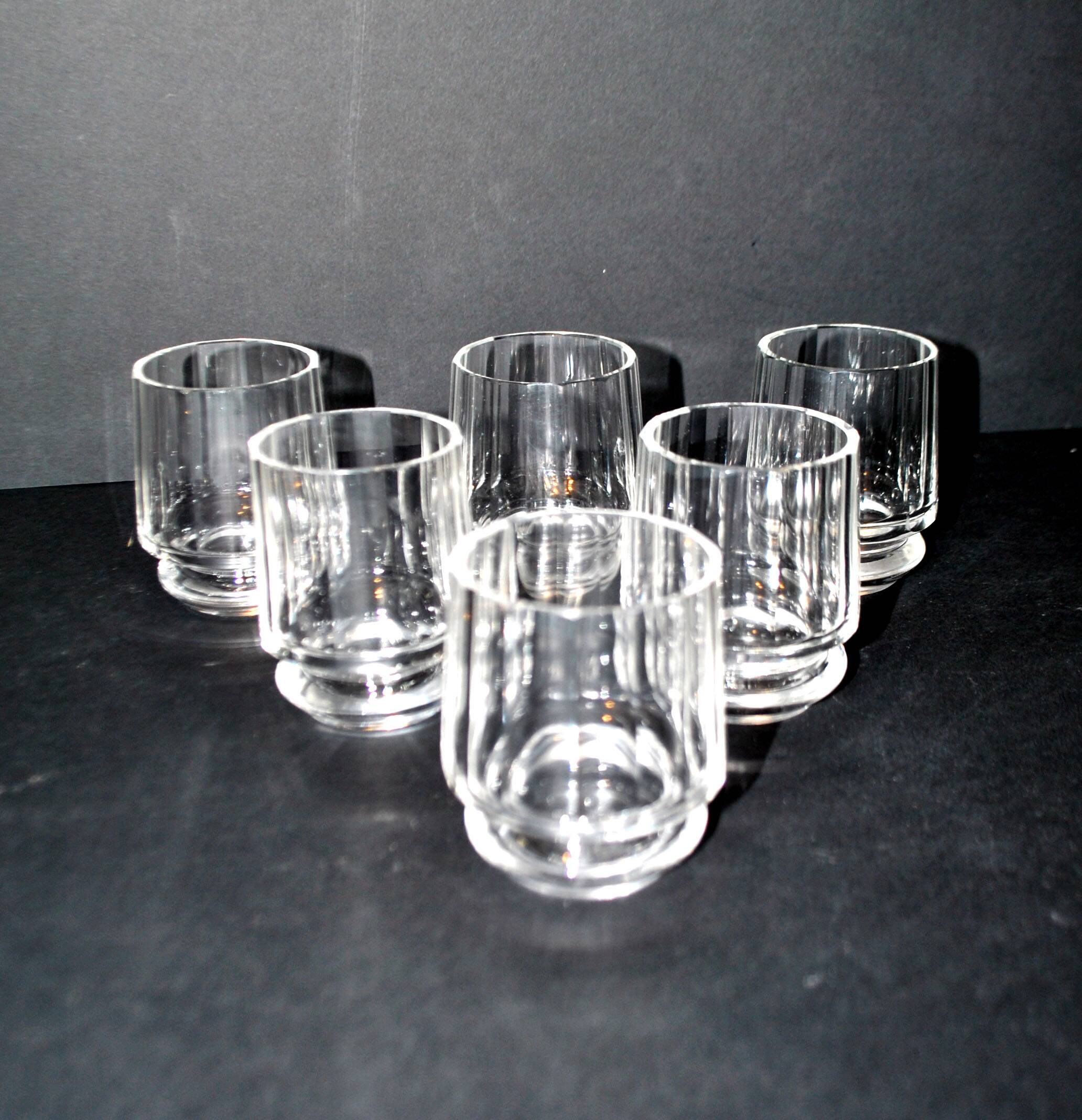 Set of 6 ART DECO glasses cut glass alcohol tumbler Czechoslovakia