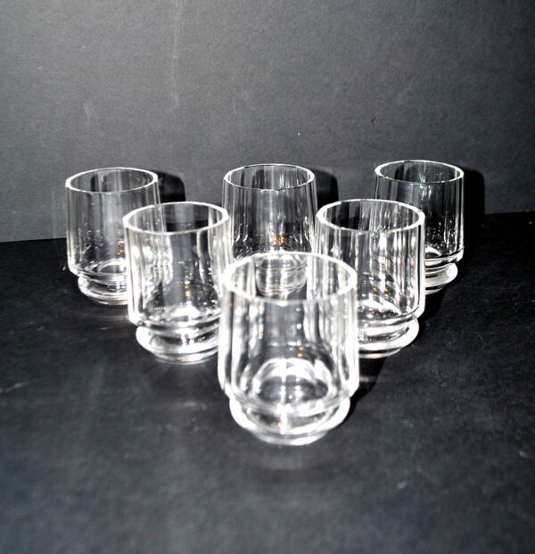 Lot de 6 verres ART DECO gobelet à alcool en verre taillé Tchécoslovaquie