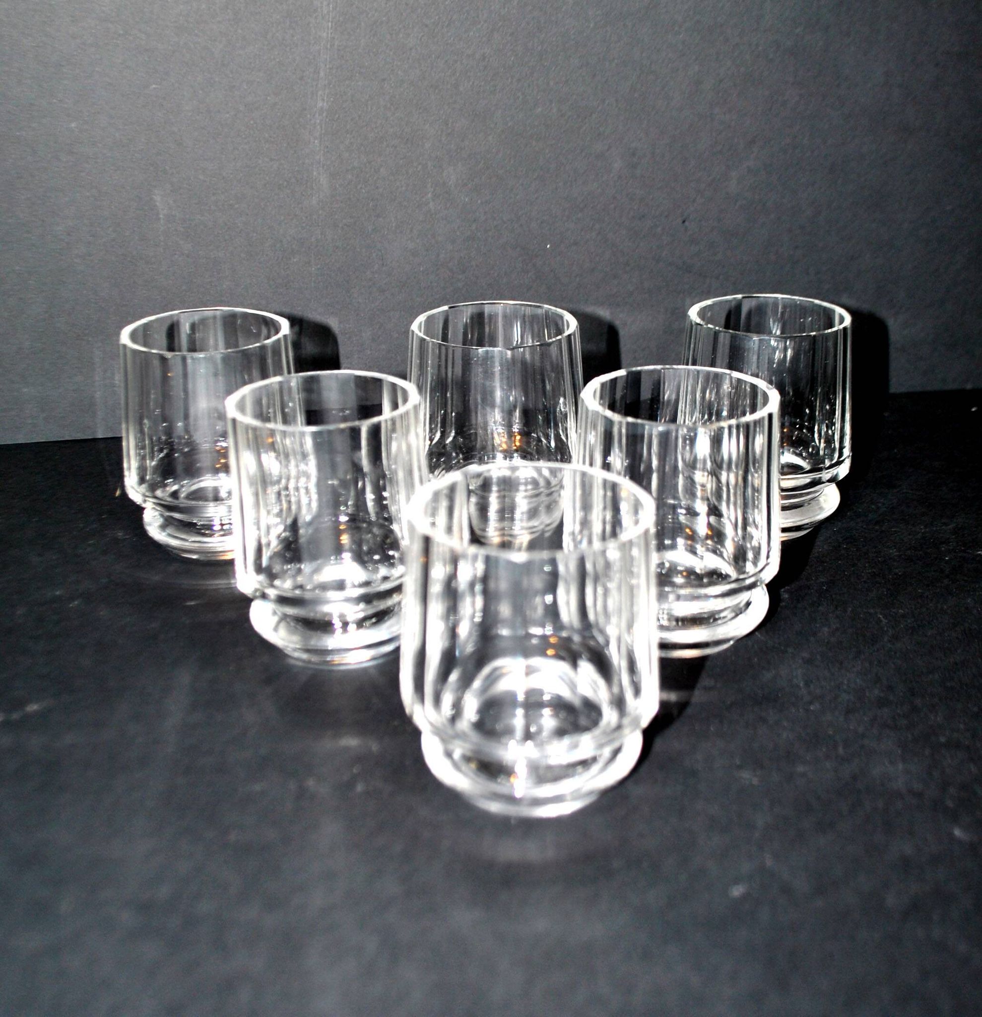 Set of 6 ART DECO glasses cut glass alcohol tumbler Czechoslovakia