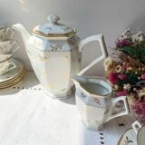 Vintage tea/coffee set in white porcelain with Limoges gold trim