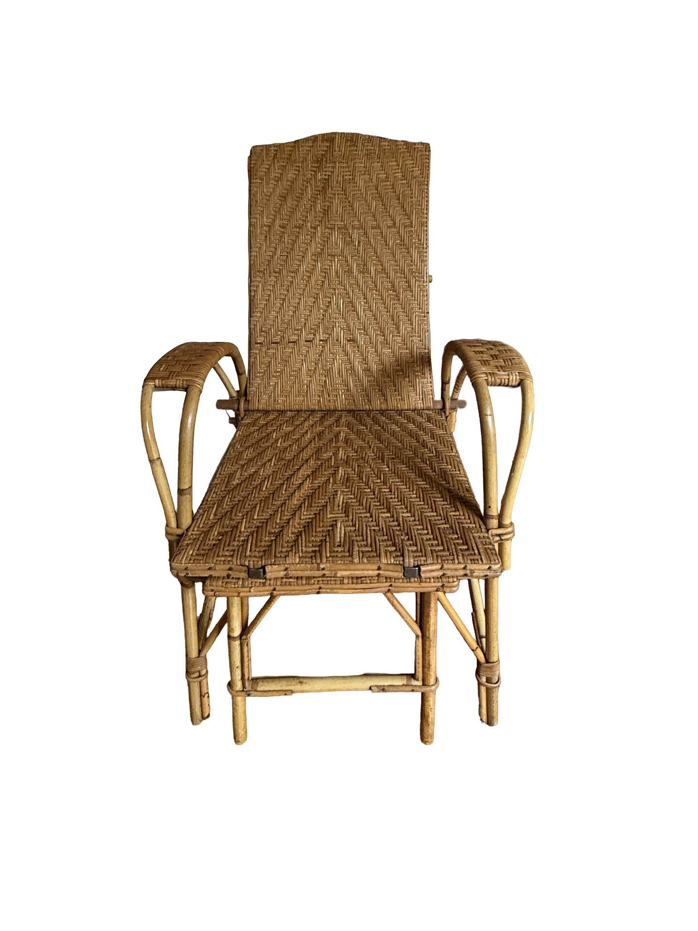 Fauteuil /chaise longue osier années 50/60