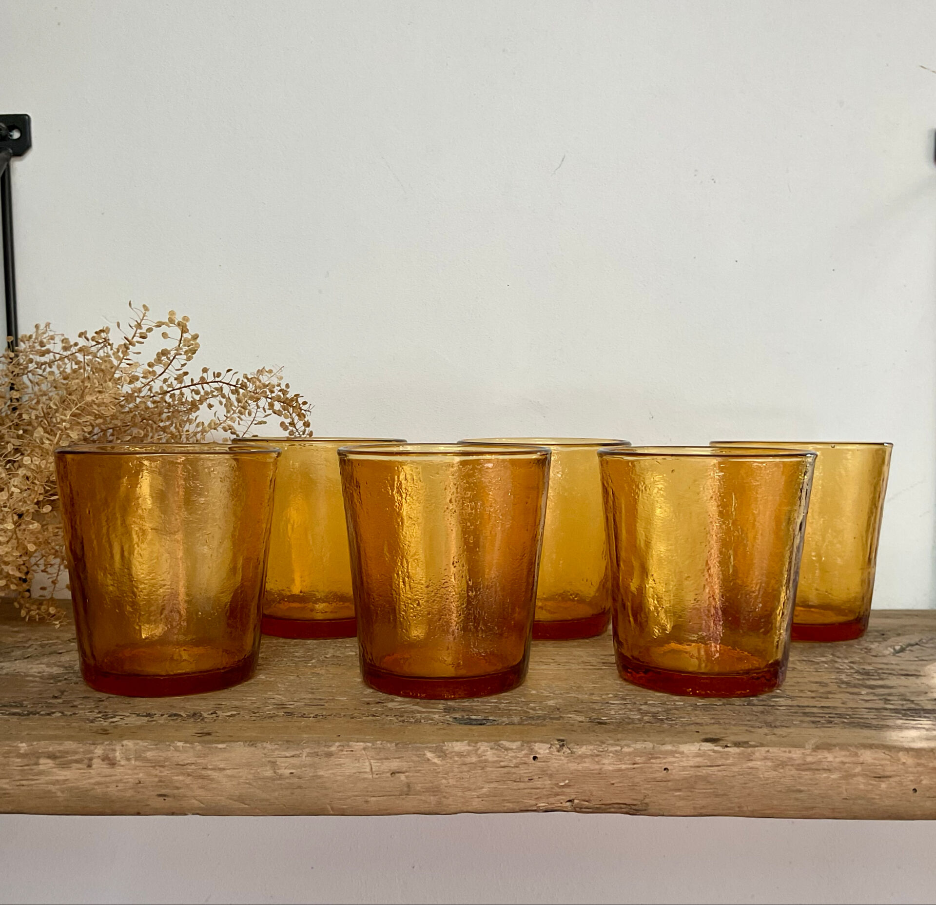 6 amber glasses Sierra vintage