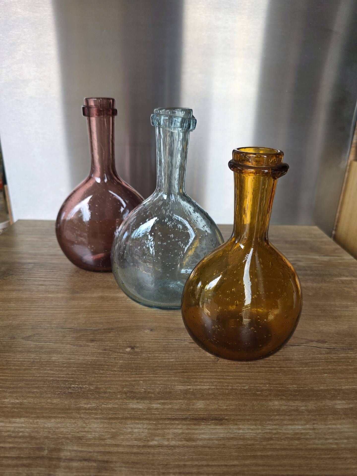 Lot 3 carafes / flacons verre bullé de Biot
