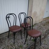 Set of 3 bistrot iron and skai chairs