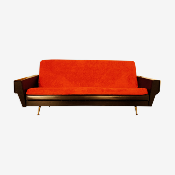 Sofa bed skaï & moumoute 50's