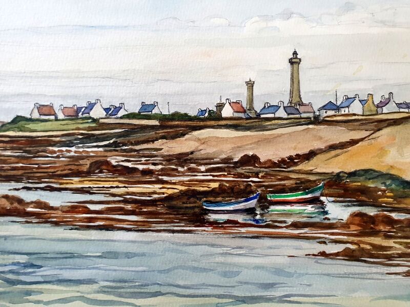 André Duculty (1912-1990) Watercolor on paper "Kérity, Penmarc'h, Finistère" Signed lower right