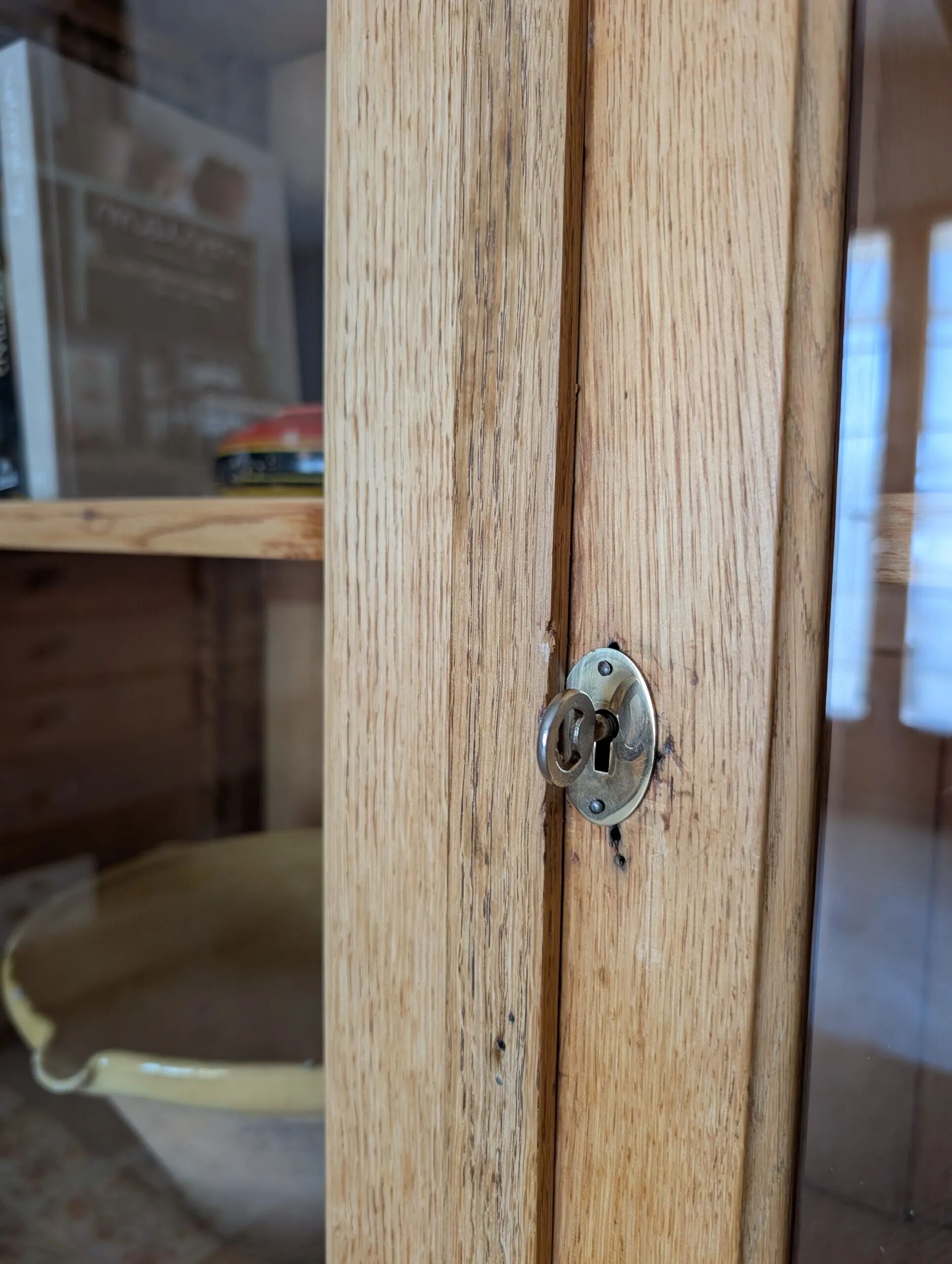 Vintage 1950s light oak school display cabinet – Vintage bookshelf