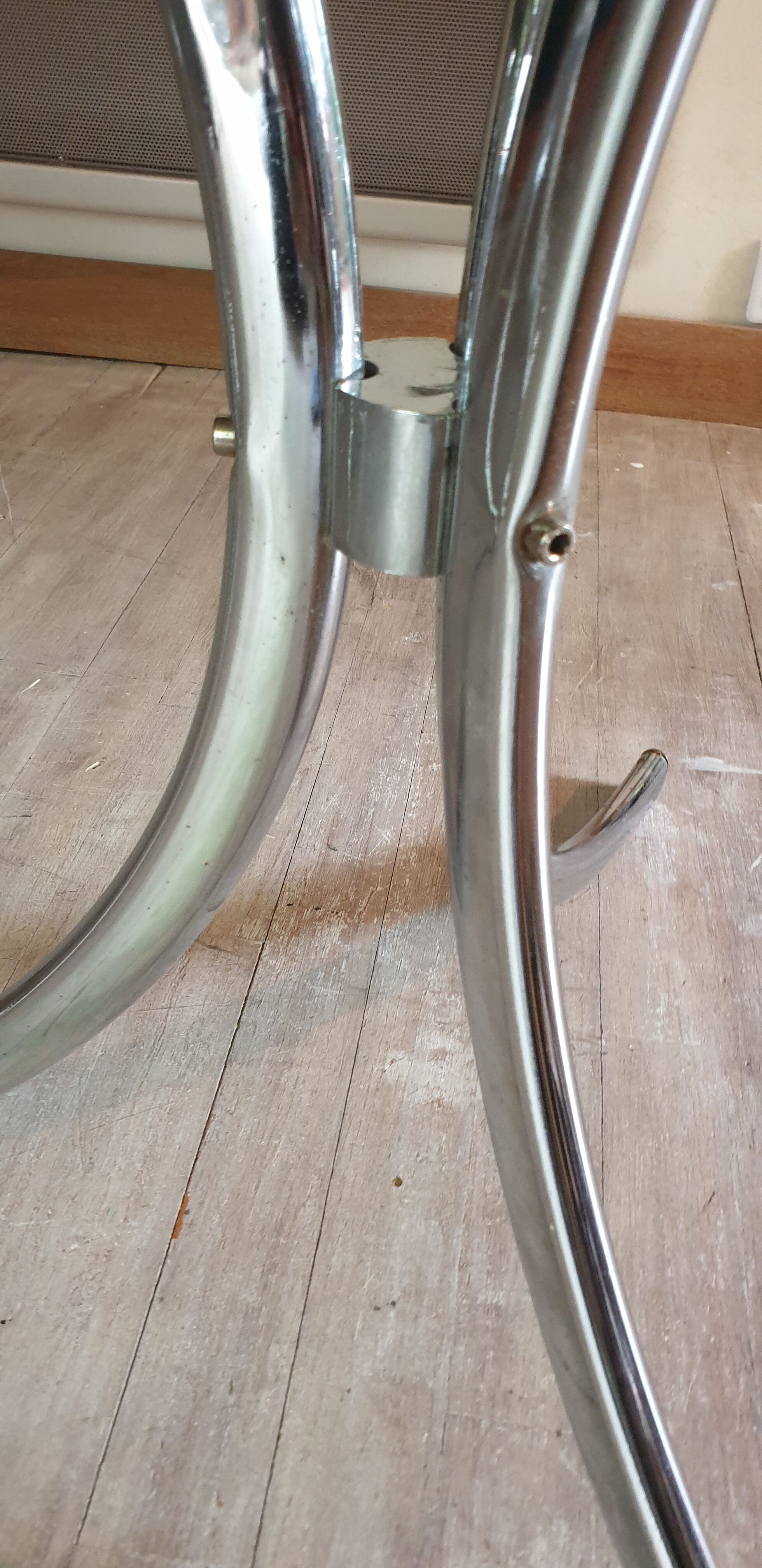 Table and four chrome chairs