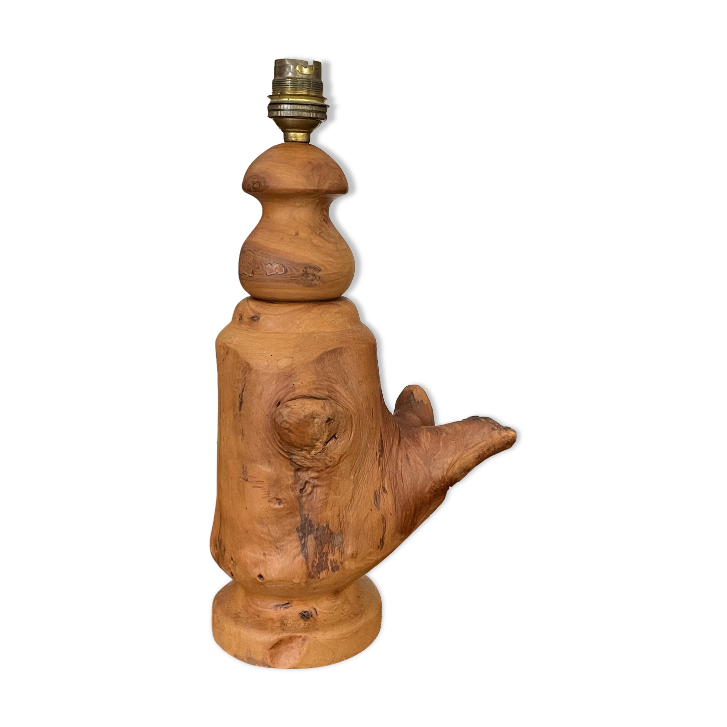 Lamp foot made of vintage olive wood