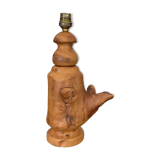 Lamp foot made of vintage olive wood