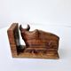 Serre-Livres Ancien Art Déco Forme Zébus Buffles Bois Sculpté