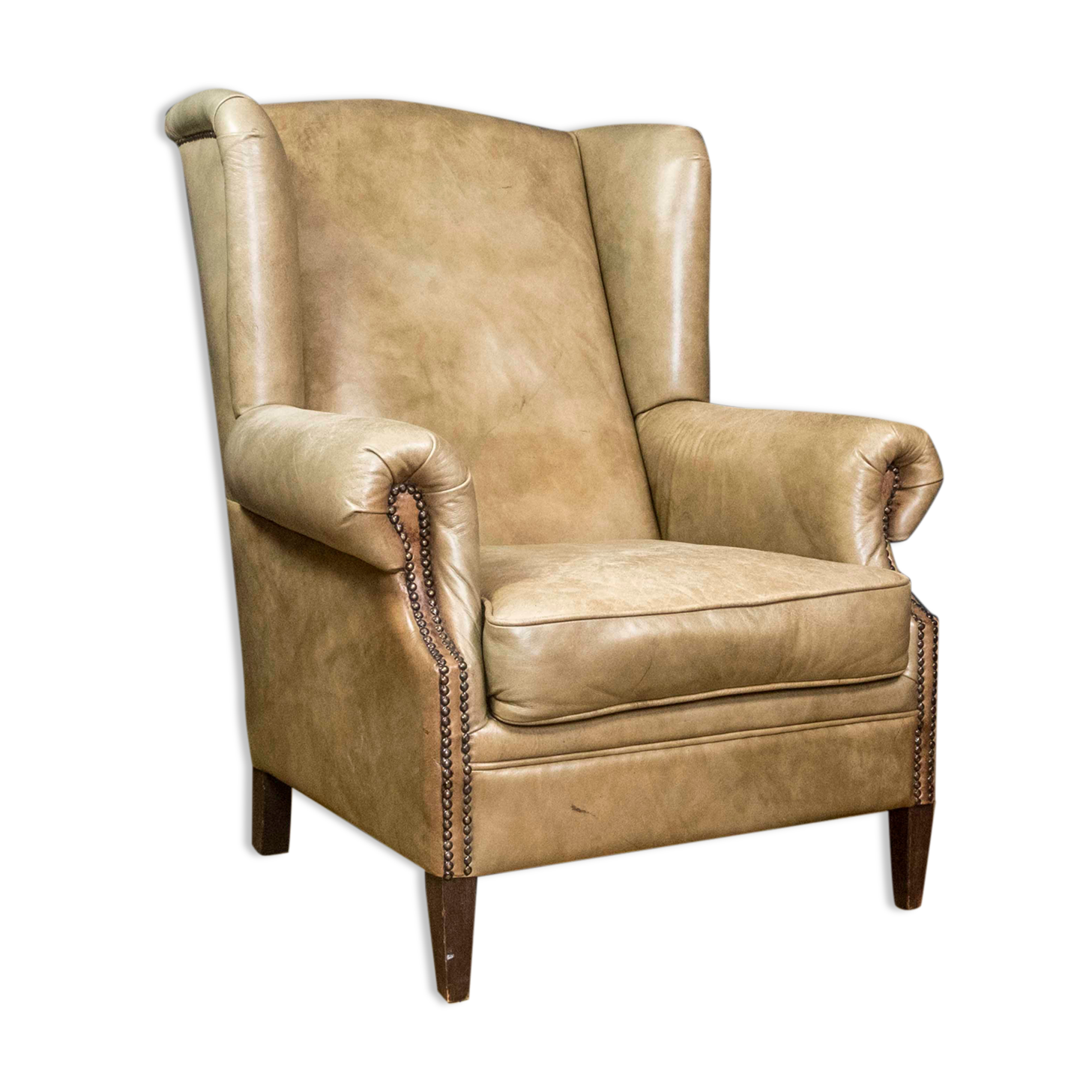 Vintage wingchair Dutch Sheepskin (cuir de mouton)